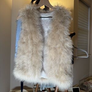 Club Monaco Ostrich Feather Cream Vest XS